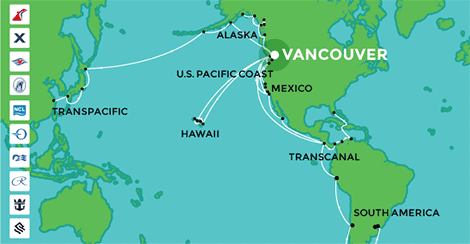 Cruises departing from Vancouver